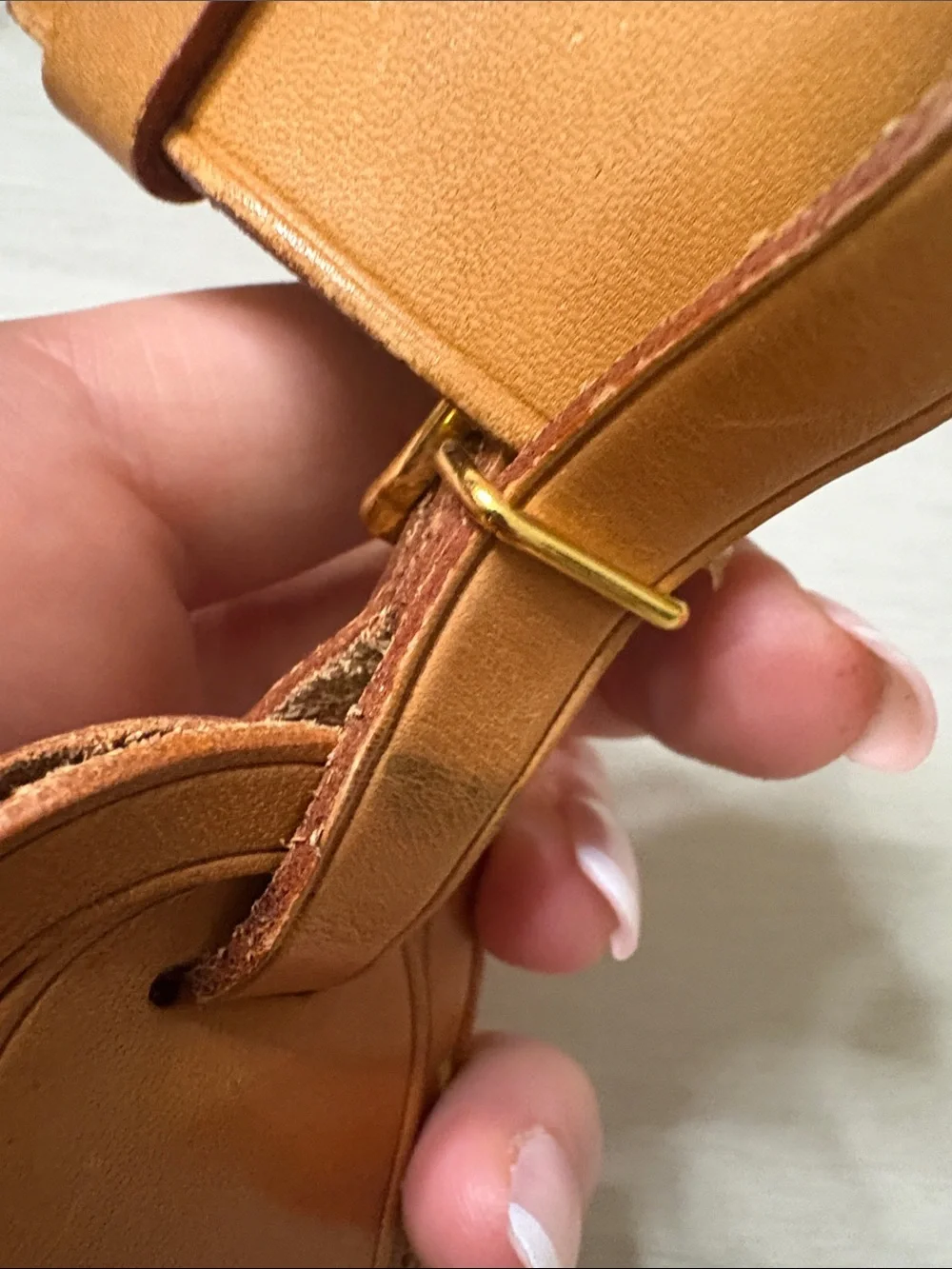 Louis Vuitton Tan Leather Luggage Tag with Strap